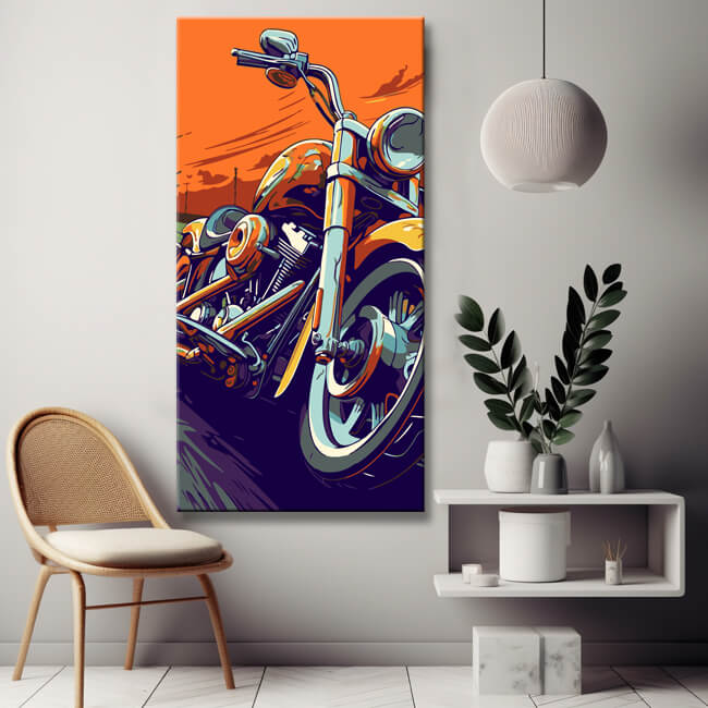 Beach promenade with motorbike - paint by numbers