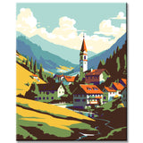 Painting By Numbers Mountain VIllage in Austria