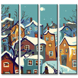 Painting by numbers colorful houses art in winter 4 parts