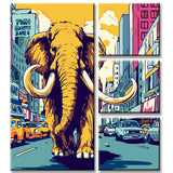 Painting by numbers Colorful elephant in New York 4 parts
