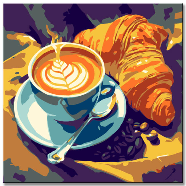 Paint by Numbers Cafe and Croissant Painting