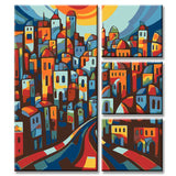 Painting by numbers Creative painting of a city 4 parts
