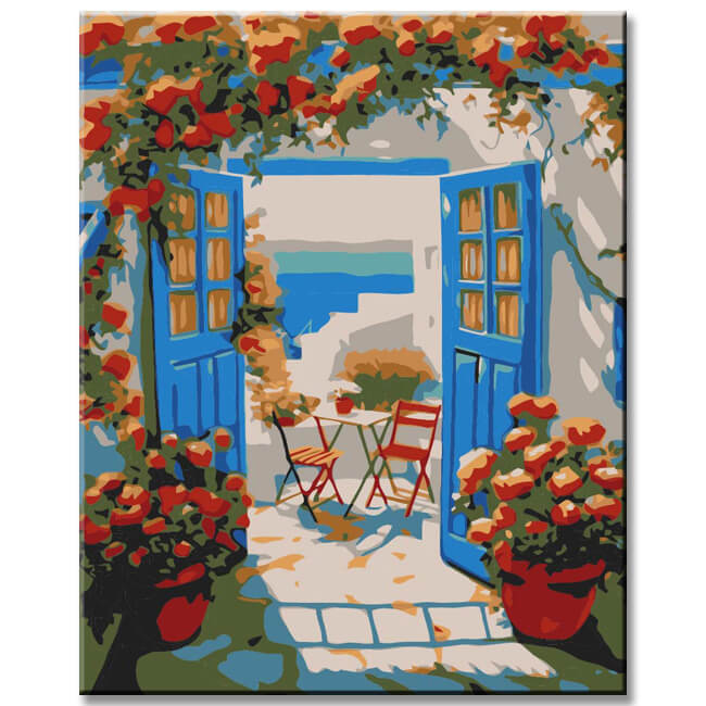 Flowery Door Paint by Numbers