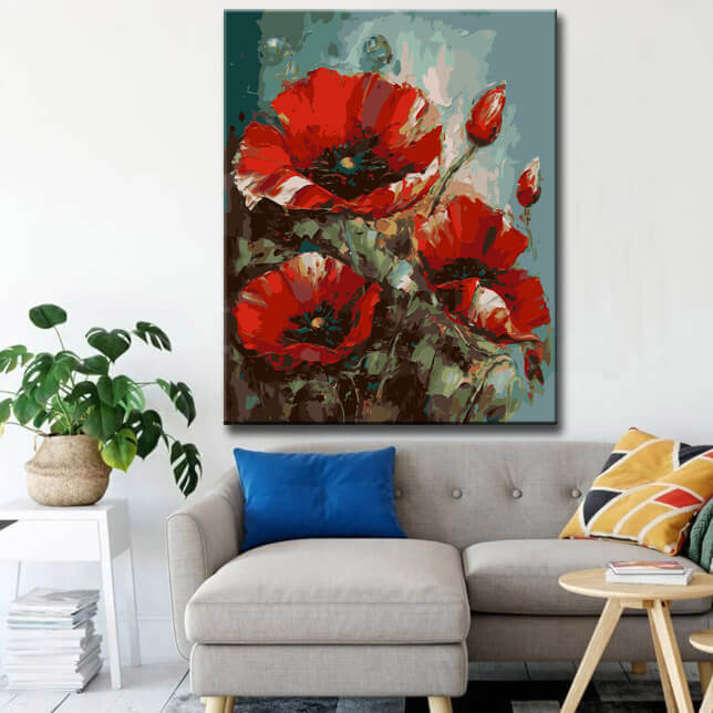 Fascinating poppies: painting by numbers