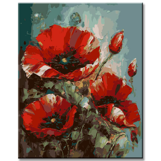 Fascinating poppies: painting by numbers