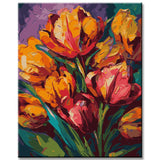 Bright tulips: painting by numbers