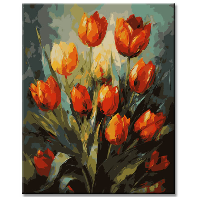 Elegant tulips: painting by numbers