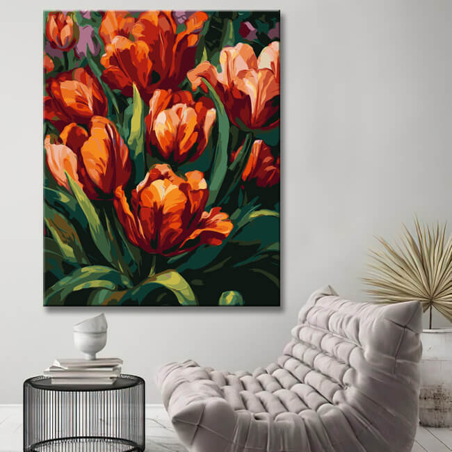 Fascinating tulips: painting by numbers