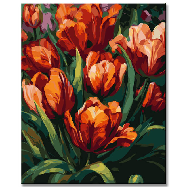 Fascinating tulips: painting by numbers