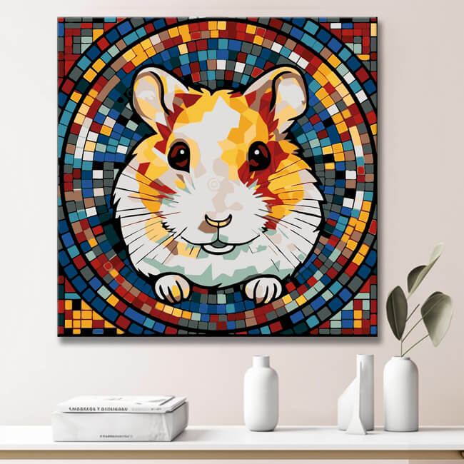 Hamster in mosaic style - painting by numbers