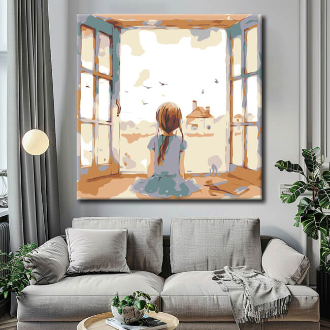 Painting by numbers Little girl at the window
