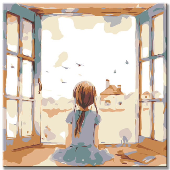 Painting by numbers Little girl at the window