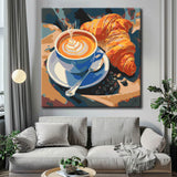 Painting by numbers coffee and croissant