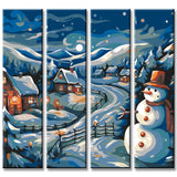 Painting by numbers winter snow landscape 4 parts