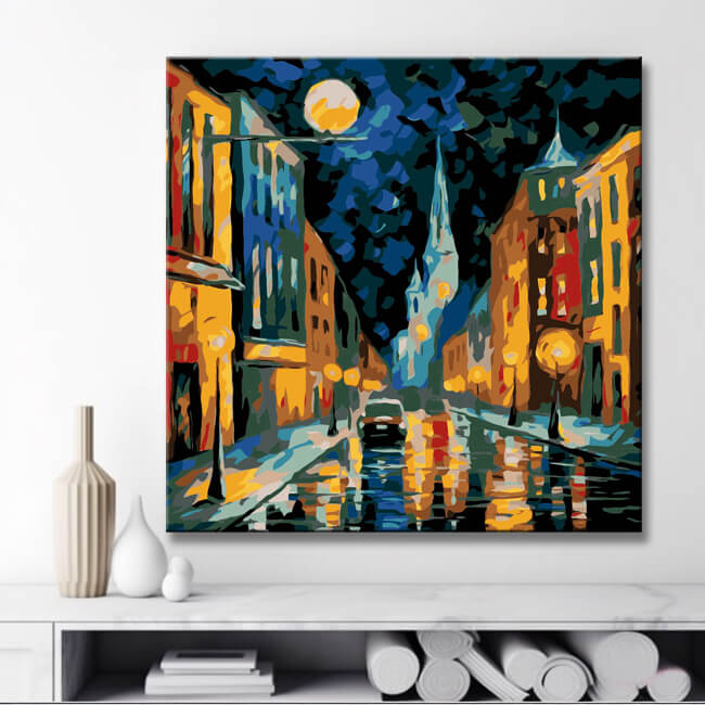 Urban night landscape - painting by numbers