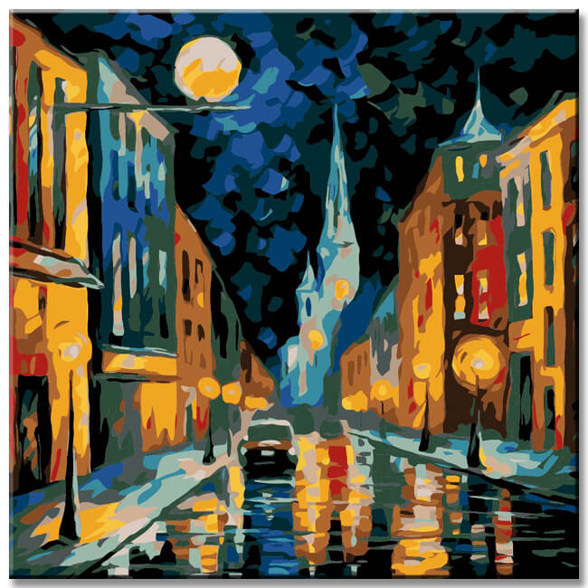 Urban night landscape - painting by numbers