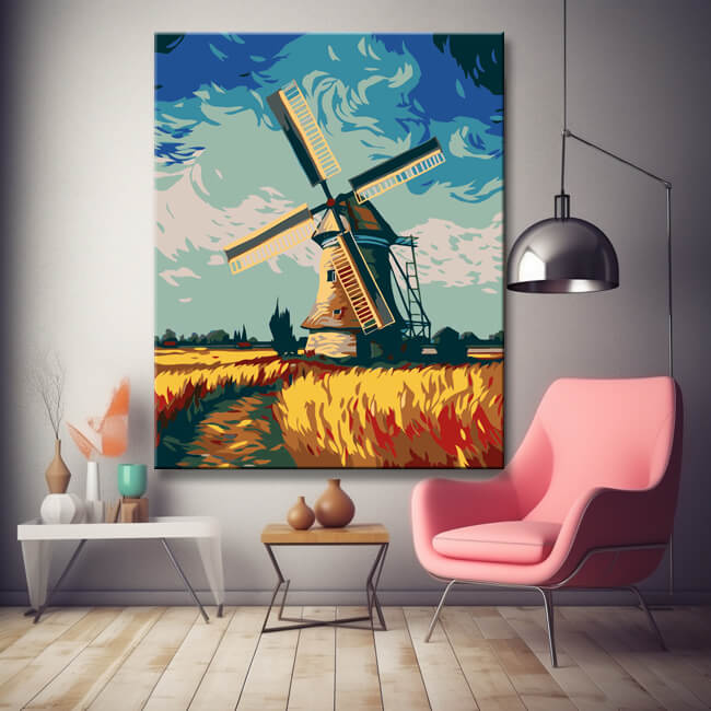 Dutch Windmill - Painting by Numbers