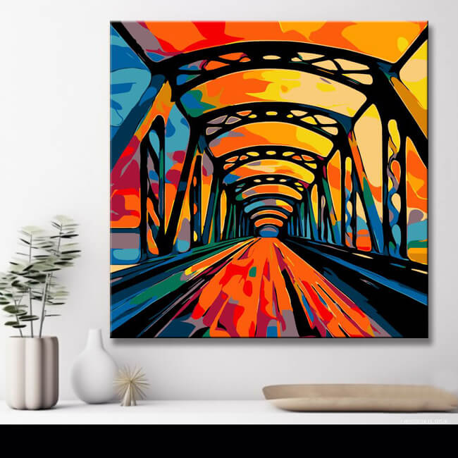 Colorful Bridge Abstract - Painting by Numbers