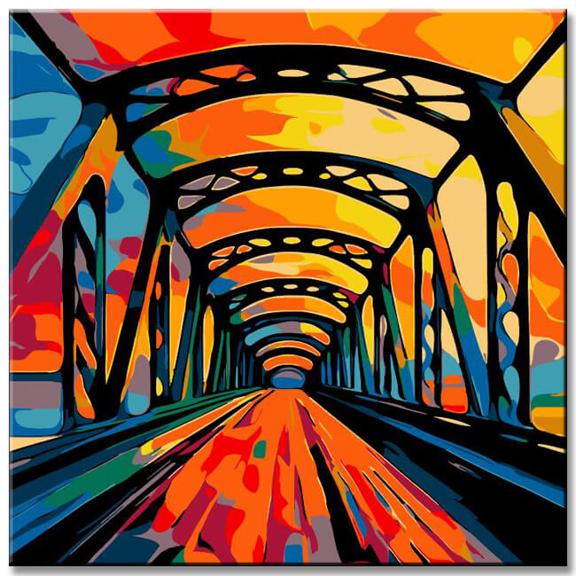 Colorful Bridge Abstract - Painting by Numbers