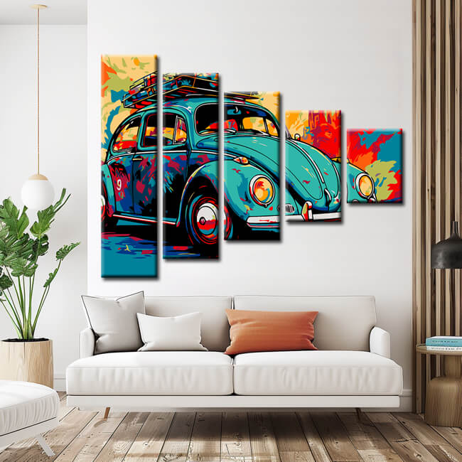 Paint by Numbers Art Painting Volkswagen Beetle 5-Panel