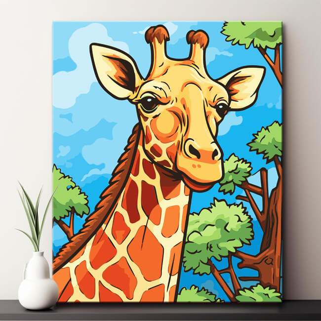 Colorful Giraffe Children'S Motif Painting By Numbers