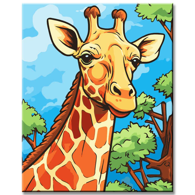 Colorful Giraffe Children'S Motif Painting By Numbers