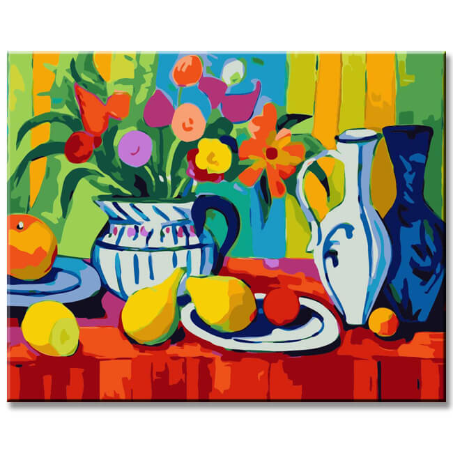 Colored Still Life Painting By Numbers