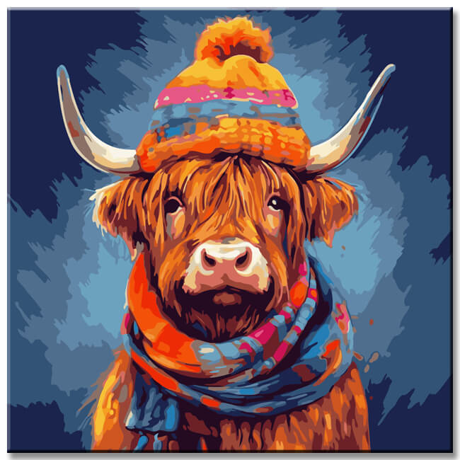 Buffalo With Hat & Scarf Painting By Numbers