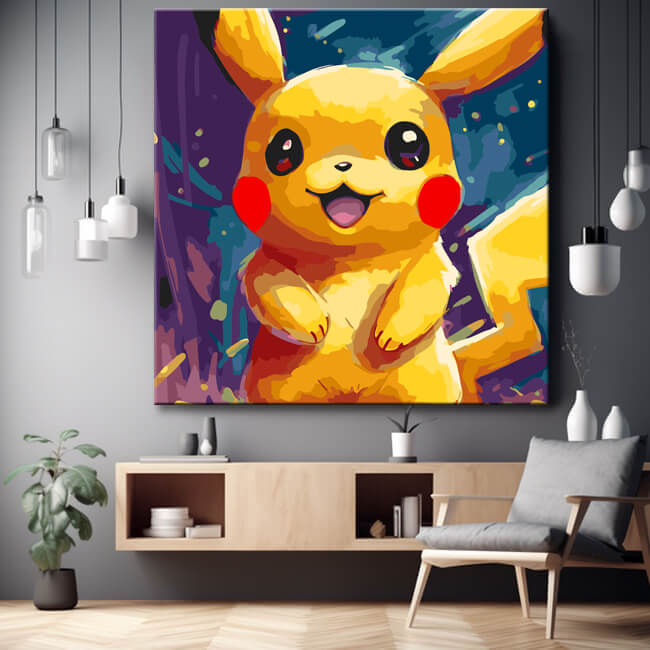 Pikachu Children's Motif Painting by Numbers