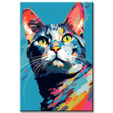 Colorful Cat Portrait Painting By Numbers