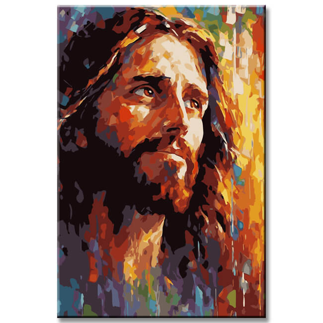 Colored Jesus Portrait Painting By Numbers