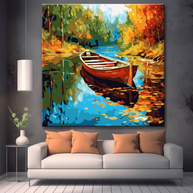 Abandoned Boat in The River Painting by Numbers