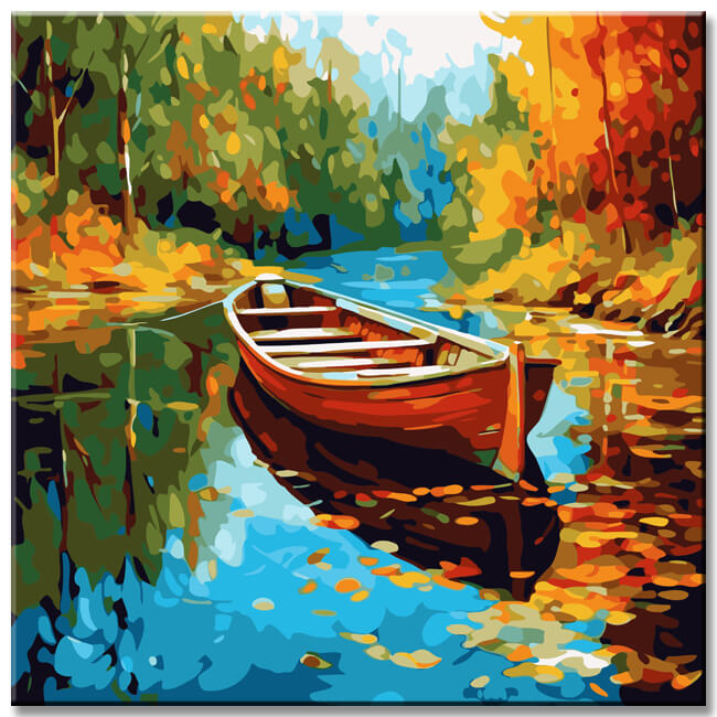 Abandoned Boat in The RIVer Painting By Numbers