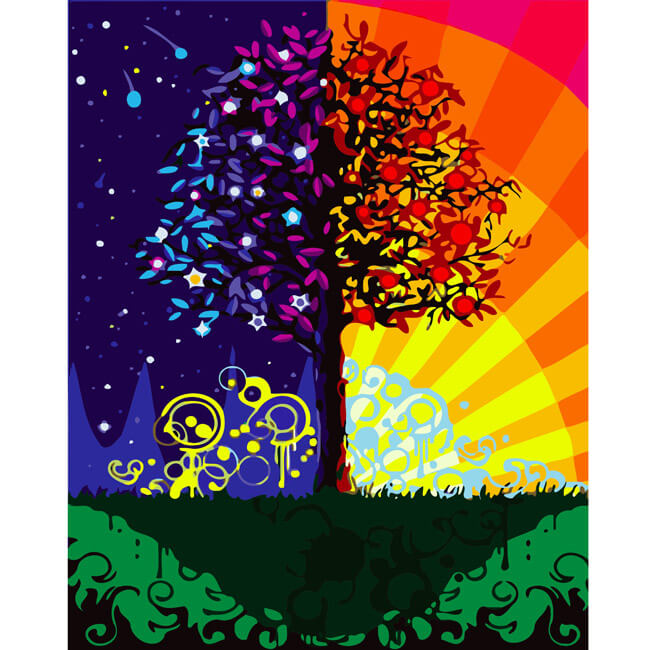 Painting by numbers tree abstract