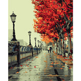 Painting by numbers Autumn avenue in the rain