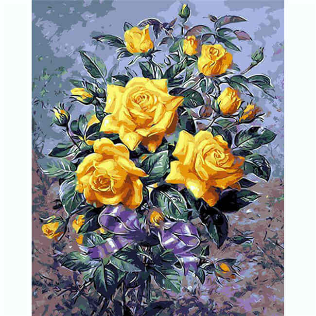 Paint By Numbers Yellow Roses