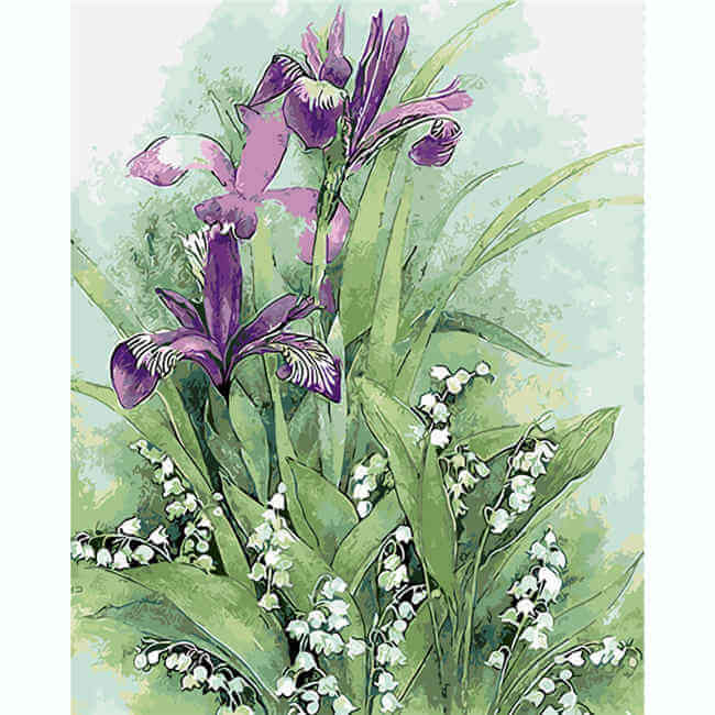 Painting By Numbers Flowers Lilies Of The Valley And irises