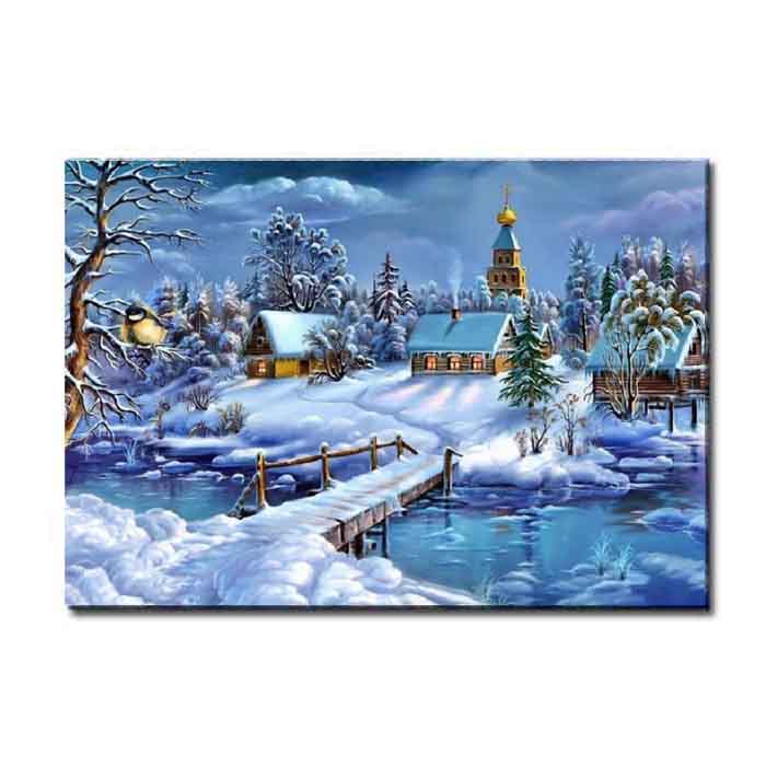 Painting by Numbers Winter Village by The River