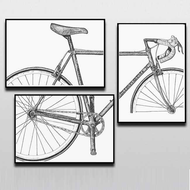 Painting by Numbers Bicycle Racing Bike Black and White Seat