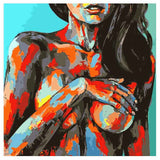 Painting By Numbers Nude Woman Covered Breast