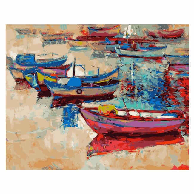 Painting By Numbers Art Boats On The Sea
