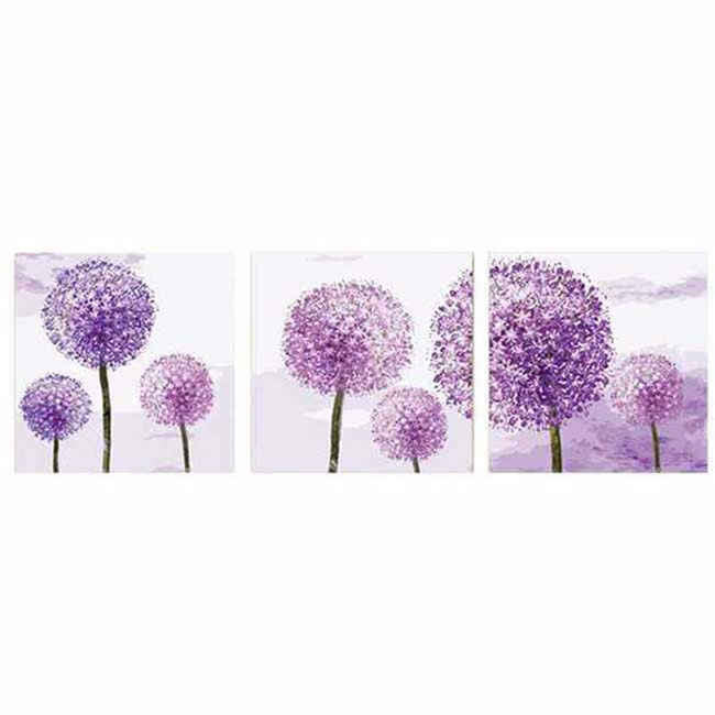Triptychon Sternkugellauch mit lila Blüten