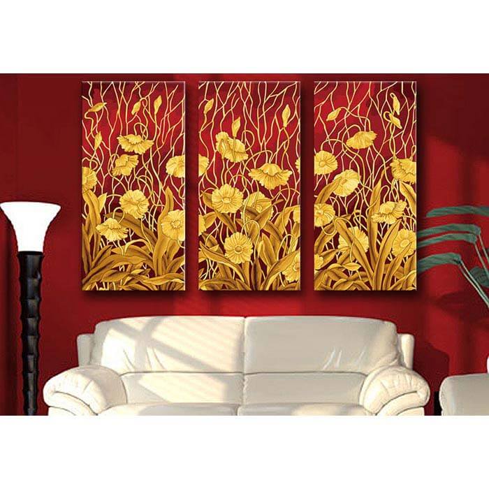 Paint By Numbers Triptych Plant Flower Small Yellow Flowers
