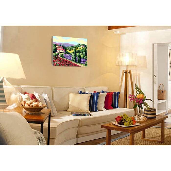 Painting By Numbers For Adults Pine Trees And Lavender Field