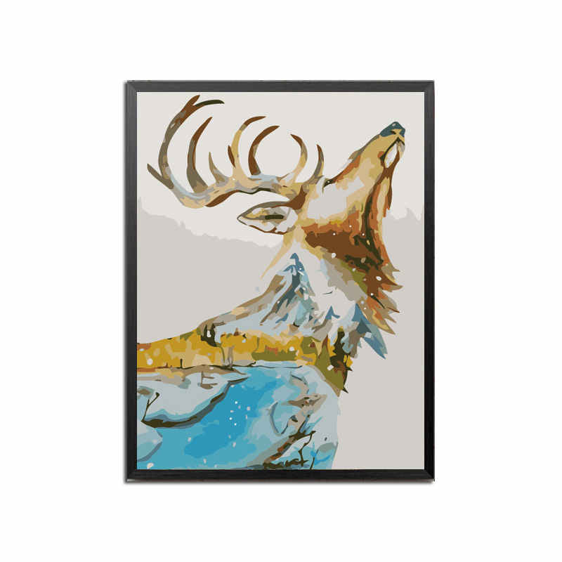 Paint By Numbers Moose Art Light Blue