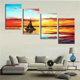 Painting By Numbers Sunrise Sea 4-Panel (Quattro)