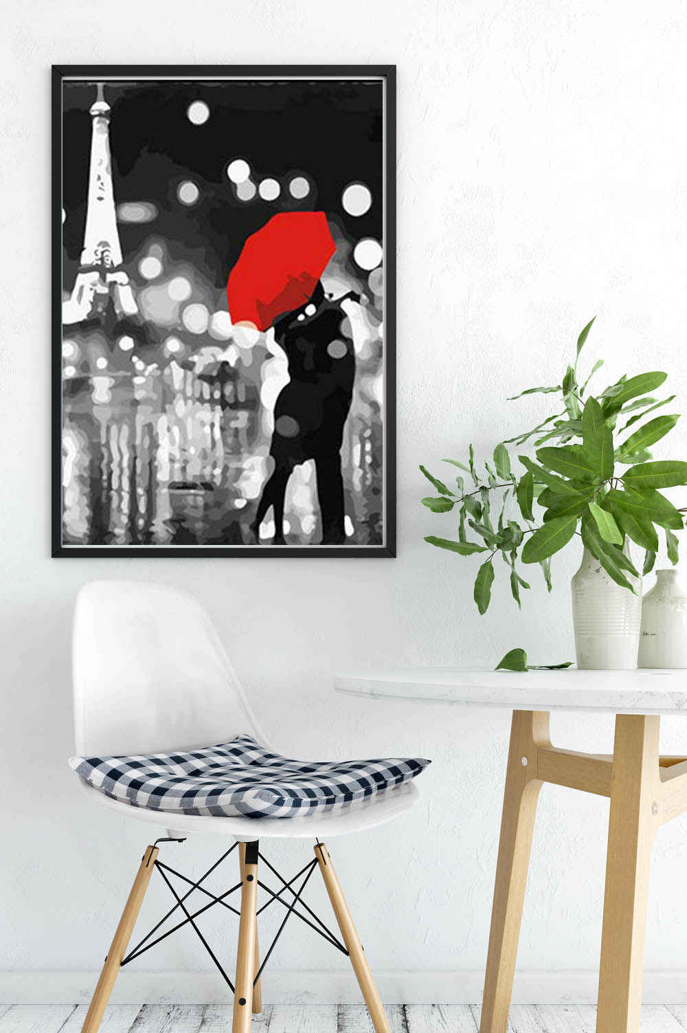 Painting By Numbers Paris Couple Red Umbrella