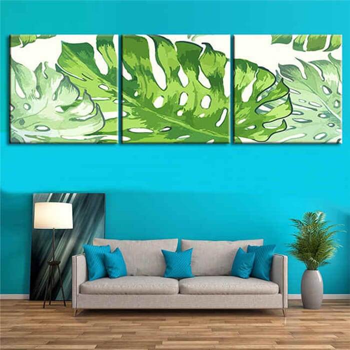 Painting by numbers leaves - 3 parts (triptych)