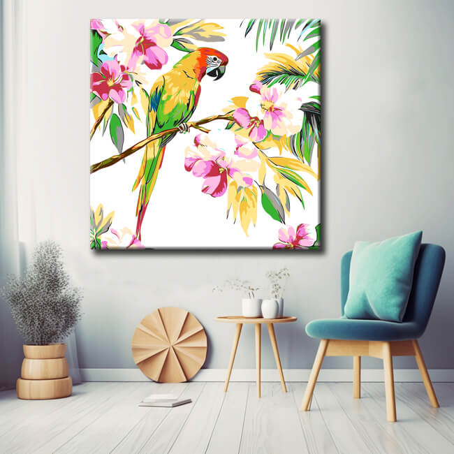 Painting by Numbers Parrot Palm Flowers