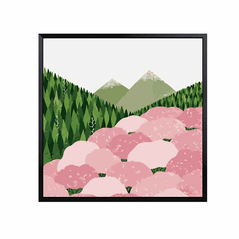 Painting by numbers pink deciduous forest